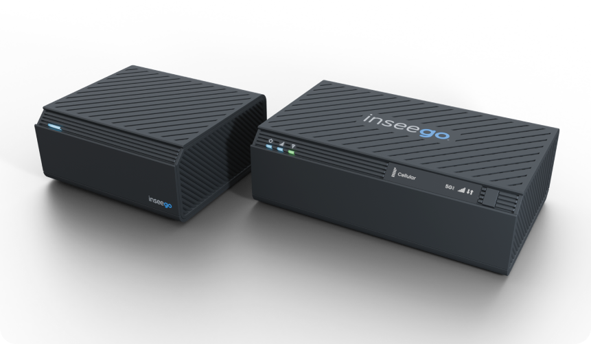 A picture showcasing the FX4100 cellular router and the X700 Wi-Fi mesh sitting in a white background.